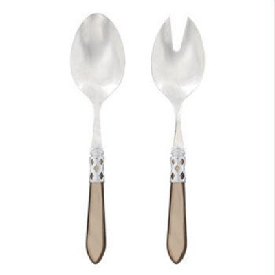 VIETRI: Aladdin Brilliant Taupe Salad Servers - tops-selection.shop