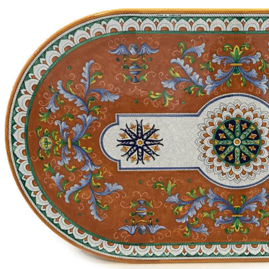 CERAMIC STONE TABLE+ IRON BASE: ANGIOLETTI Design^ in Deruta, Italy. - tops-selection.shop