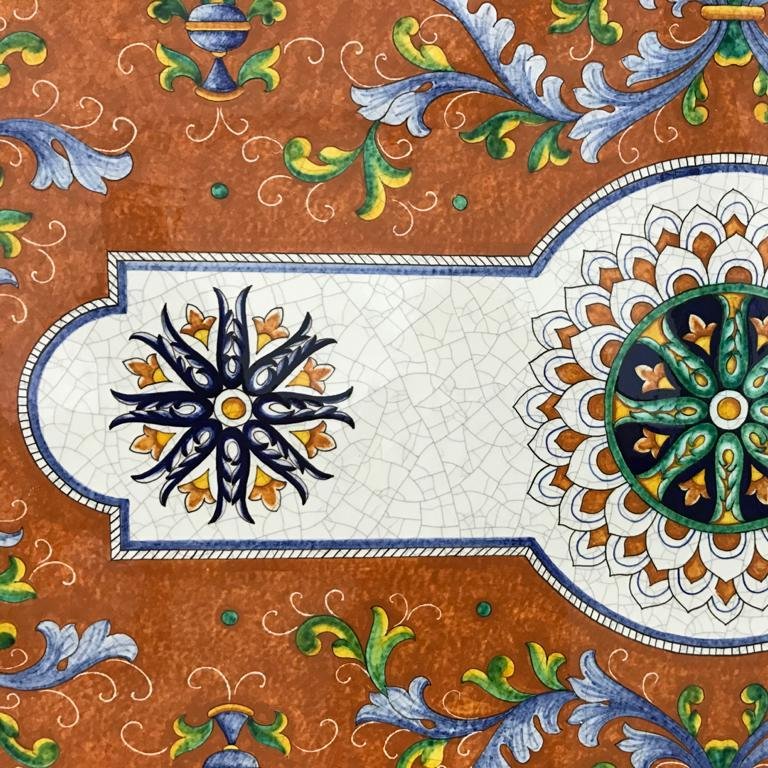 CERAMIC STONE TABLE+ IRON BASE: ANGIOLETTI Design^ in Deruta, Italy. - tops-selection.shop