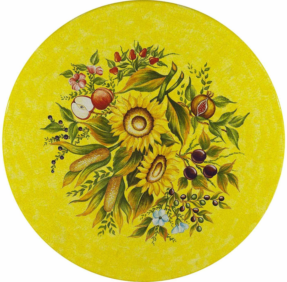 CERAMIC STONE TABLE + IRON BASE: AREZZO Design - Hand Painted in Deruta, Italy. - tops-selection.shop