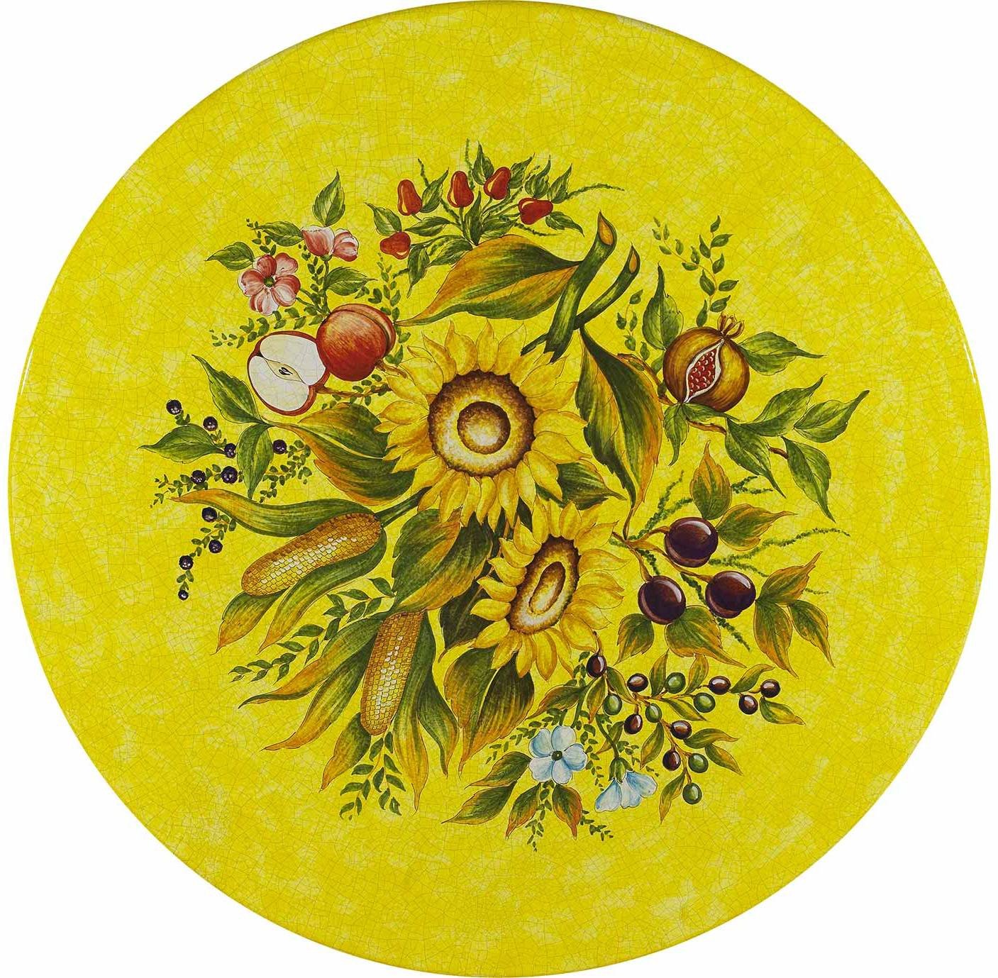 CERAMIC STONE TABLE + IRON BASE: AREZZO Design - Hand Painted in Deruta, Italy. - tops-selection.shop