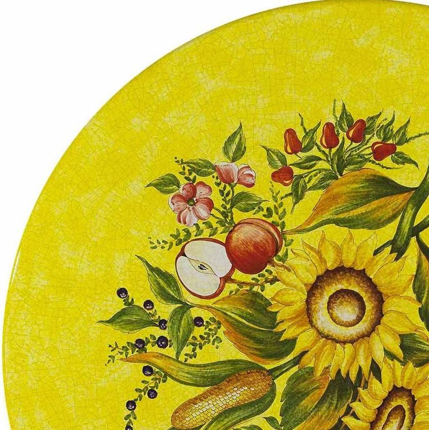 CERAMIC STONE TABLE + IRON BASE: AREZZO Design - Hand Painted in Deruta, Italy. - tops-selection.shop