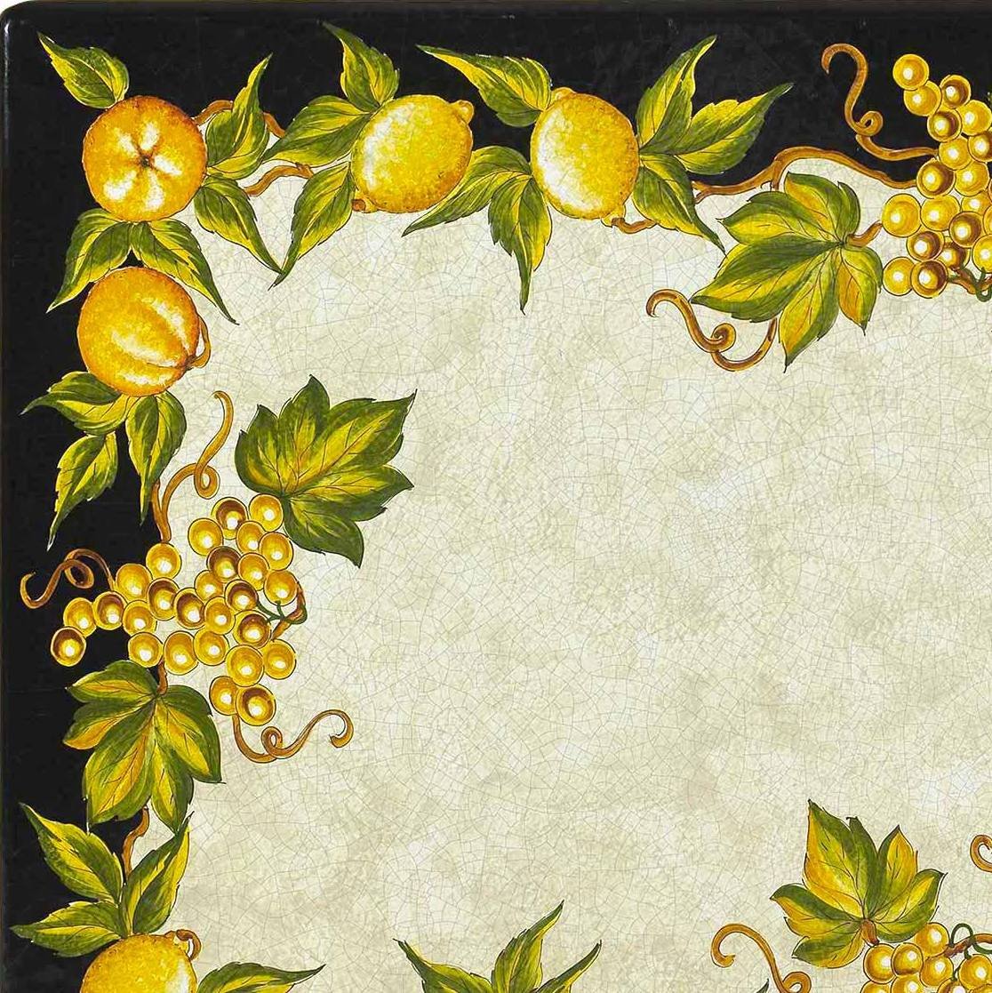 CERAMIC STONE TABLE + IRON BASE: ASSISI Design - Hand Painted in Deruta, Italy. - tops-selection.shop