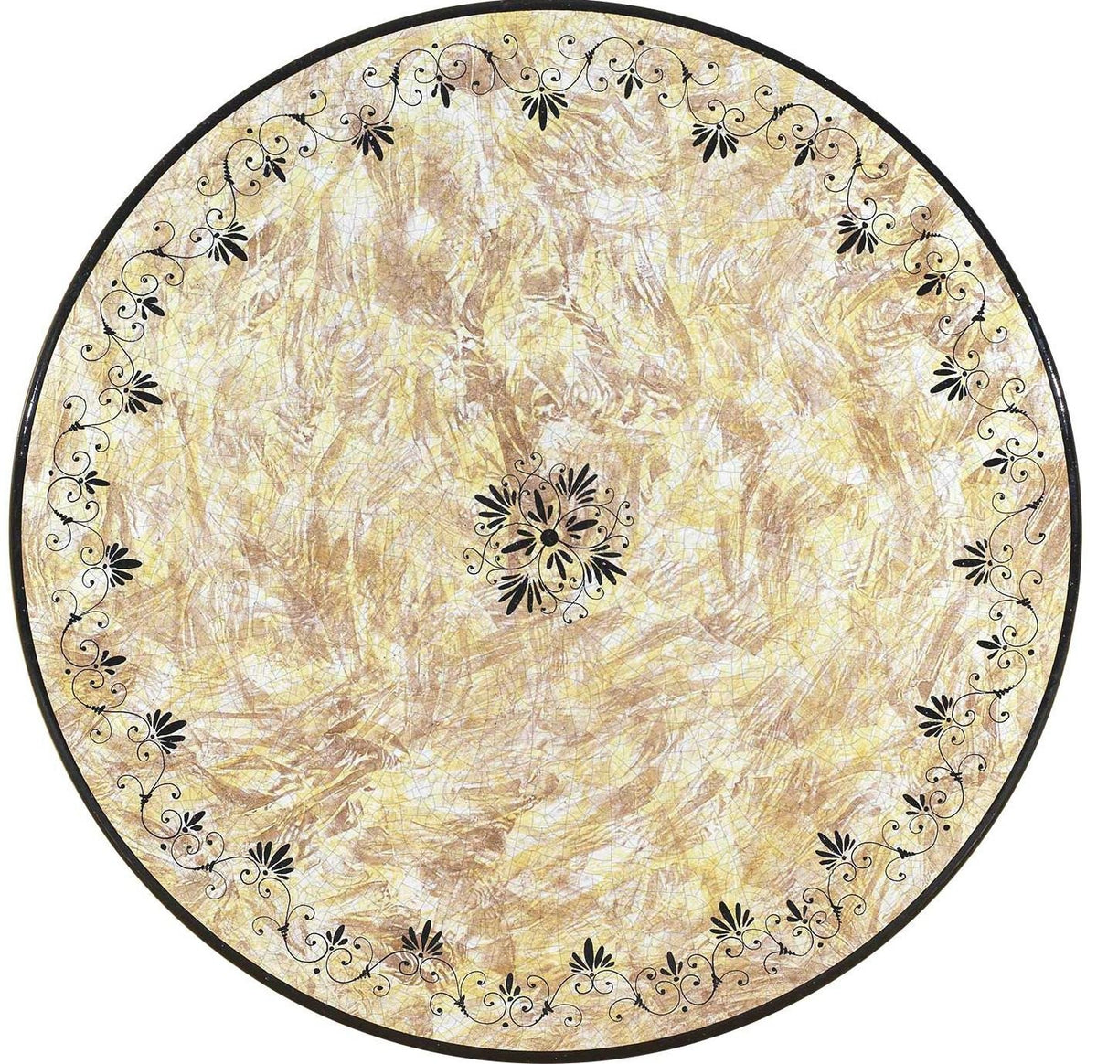 CERAMIC STONE TABLE + IRON BASE: AVIGNONE Design - Hand Painted in Deruta, Italy. - tops-selection.shop