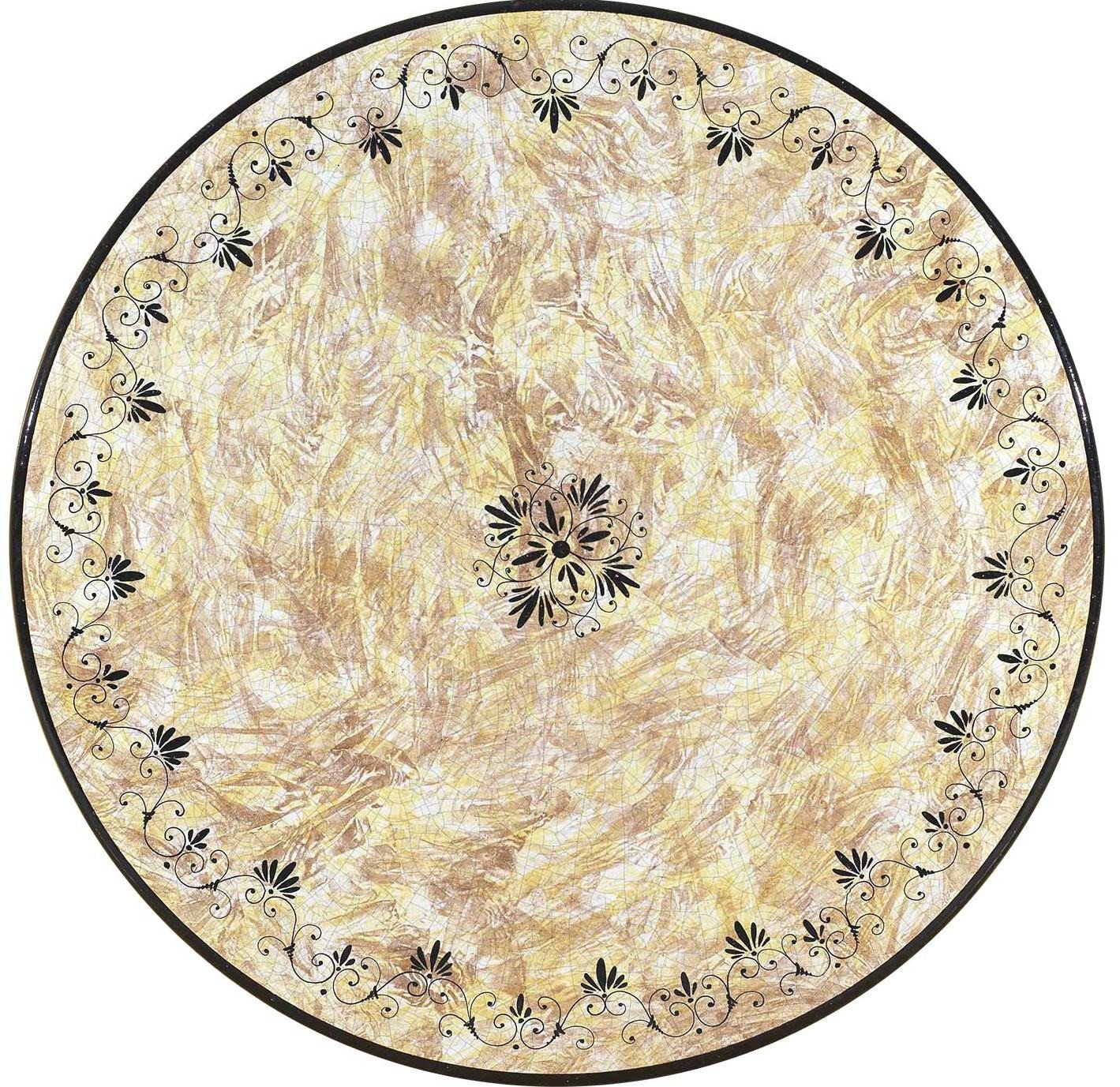 CERAMIC STONE TABLE + IRON BASE: AVIGNONE Design - Hand Painted in Deruta, Italy. - tops-selection.shop