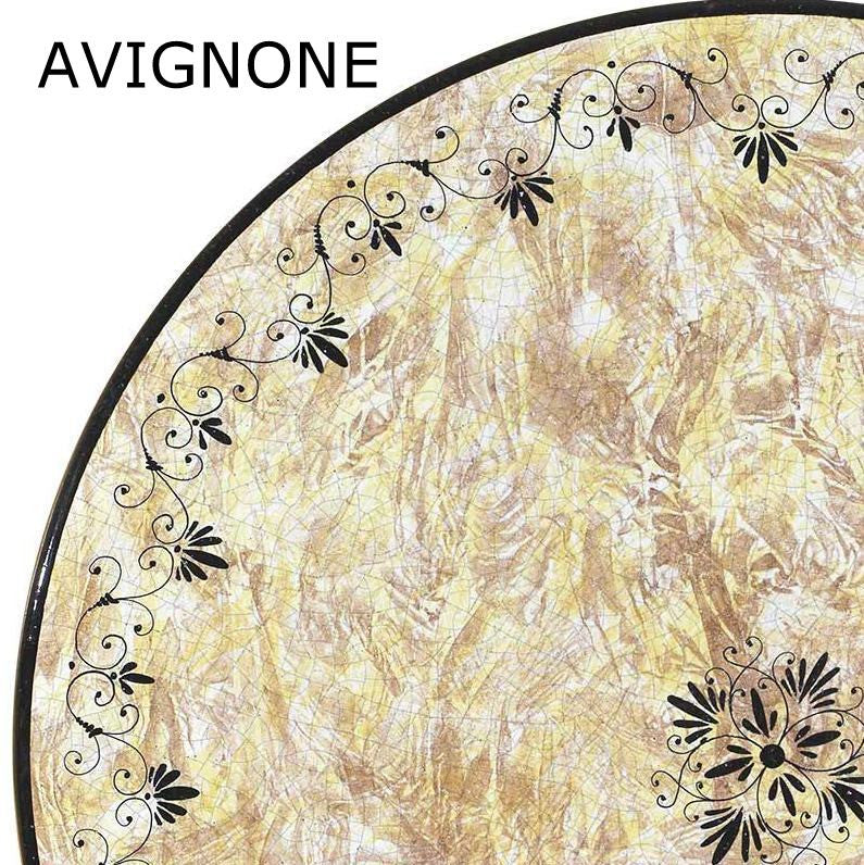 CAFE-BISTRO ROUND TABLE: Ceramic-Stone top on iron base (24" Diam. x 30" High.) in Deruta, Italy. - tops-selection.shop