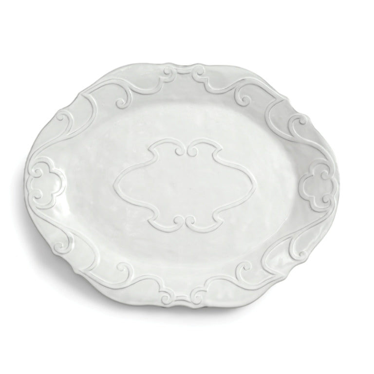 ARTE ITALICA: Bella Bianca Ribbon Oval Platter - tops-selection.shop