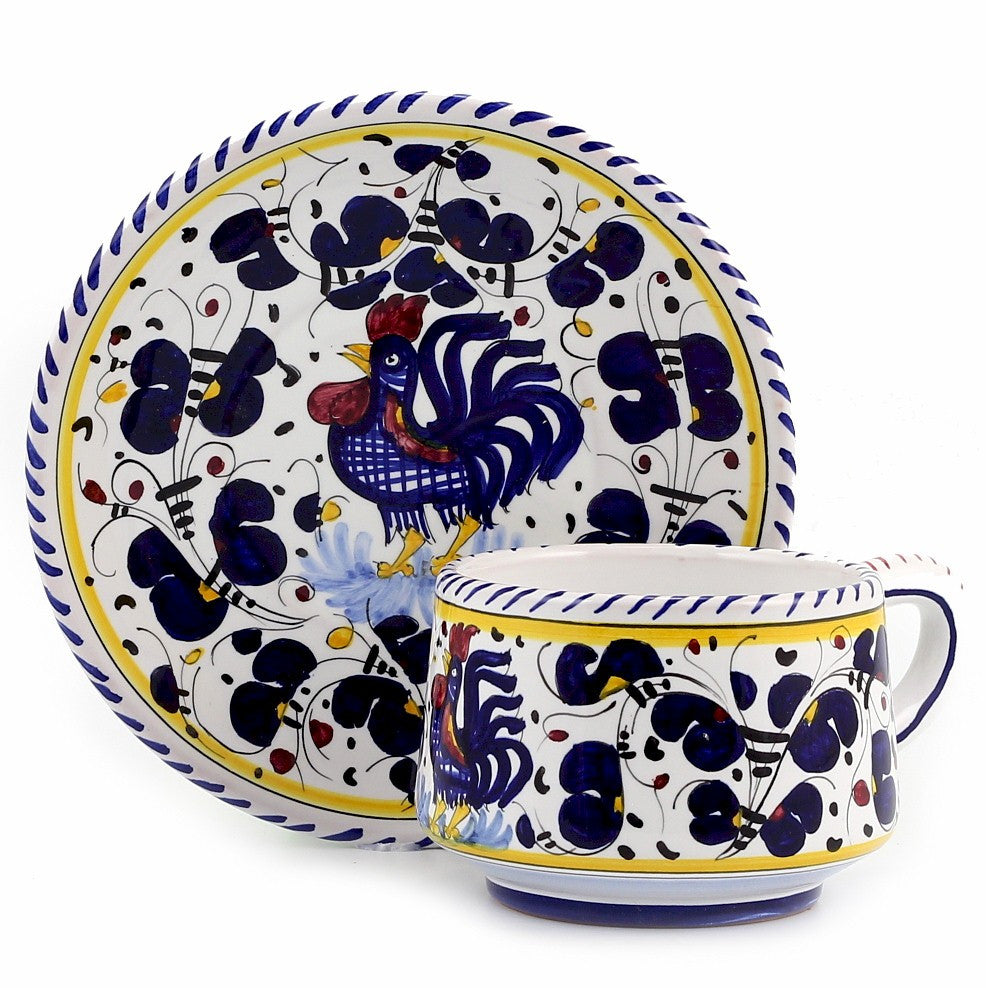 ORVIETO BLUE ROOSTER: Cup and Saucer - tops-selection.shop