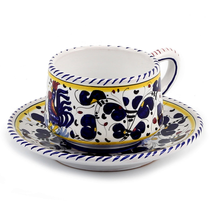 ORVIETO BLUE ROOSTER: Cup and Saucer - tops-selection.shop