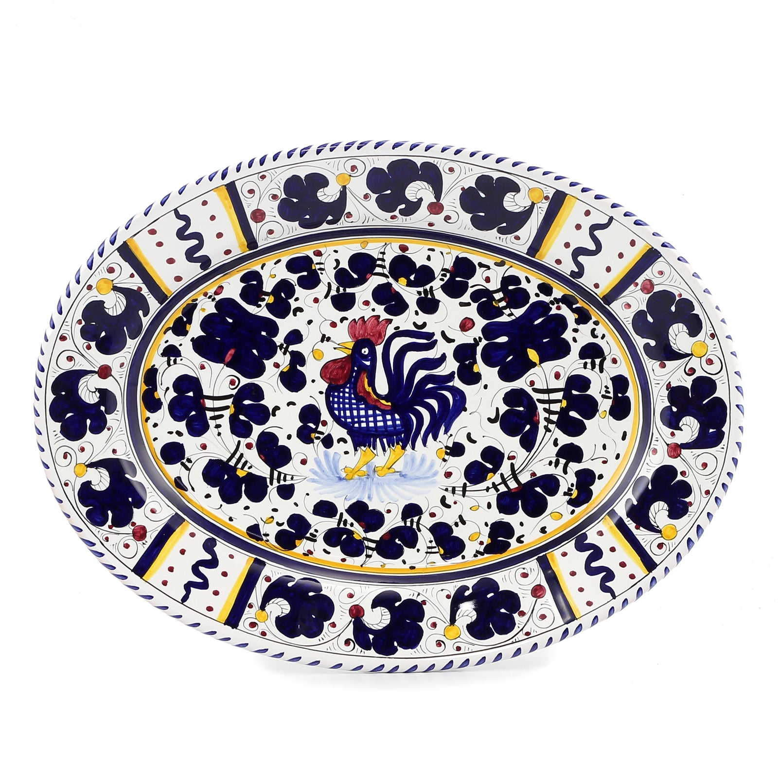 ORVIETO BLUE ROOSTER: Large Oval Platter - tops-selection.shop
