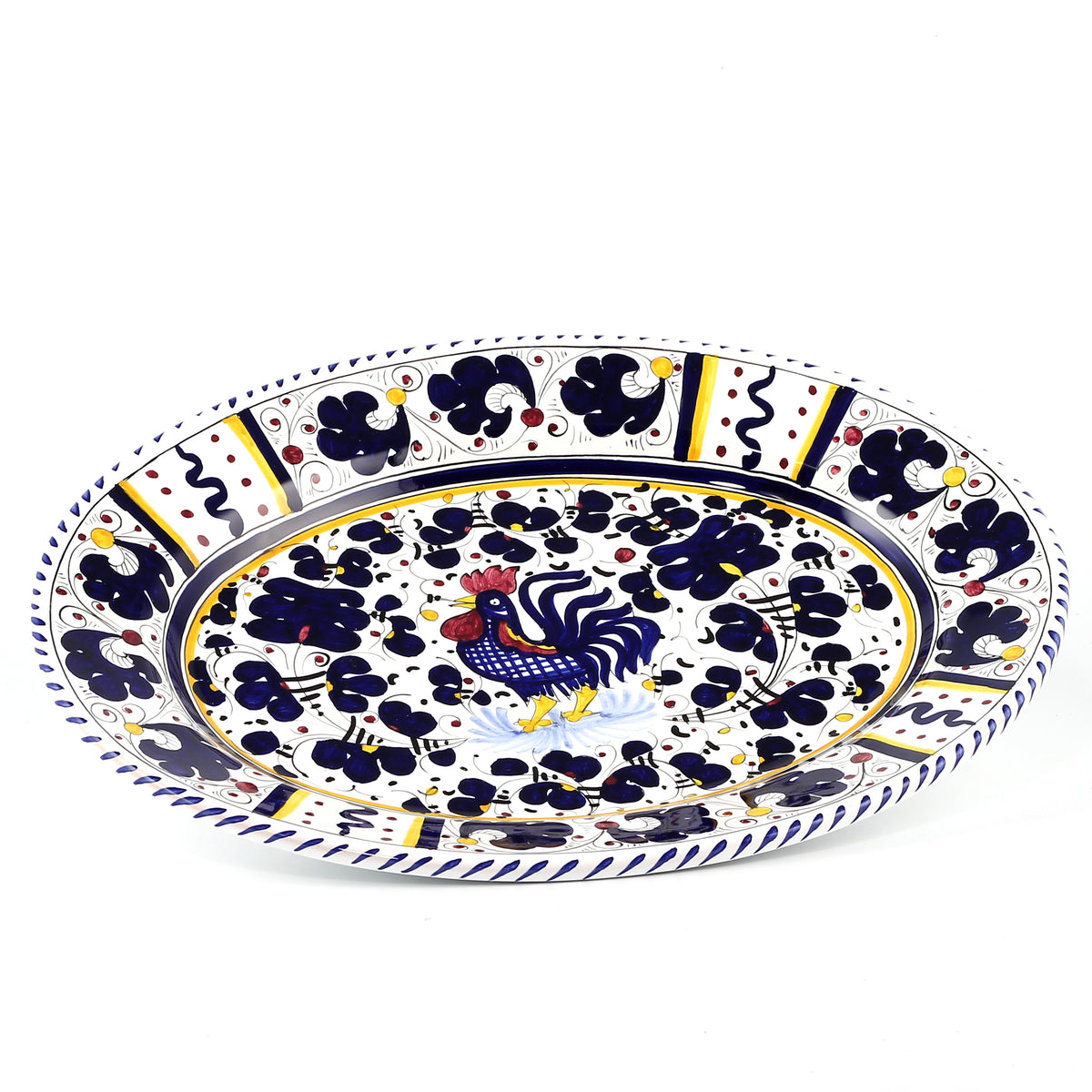 ORVIETO BLUE ROOSTER: Large Oval Platter - tops-selection.shop