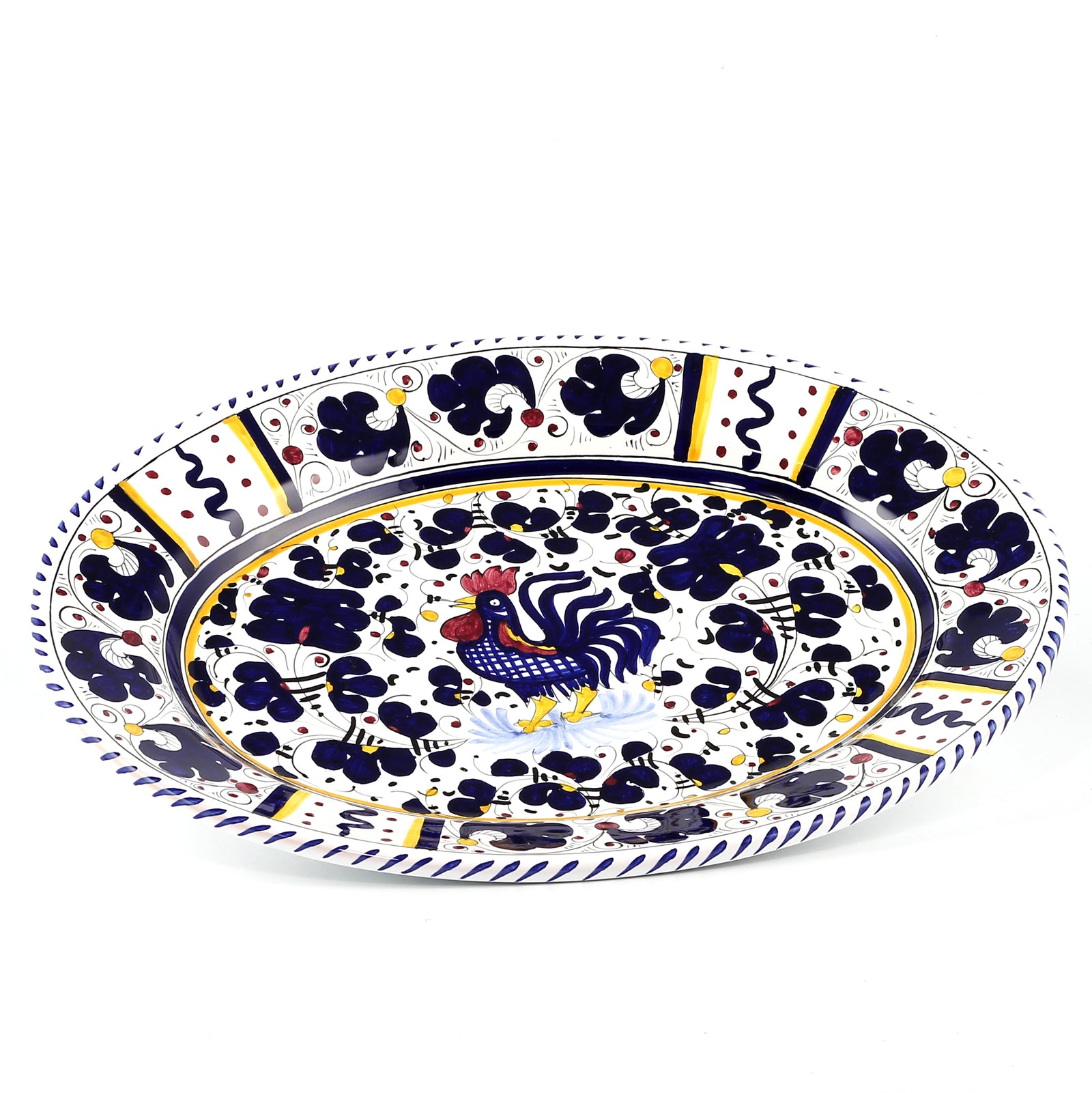 ORVIETO BLUE ROOSTER: Large Oval Platter - tops-selection.shop