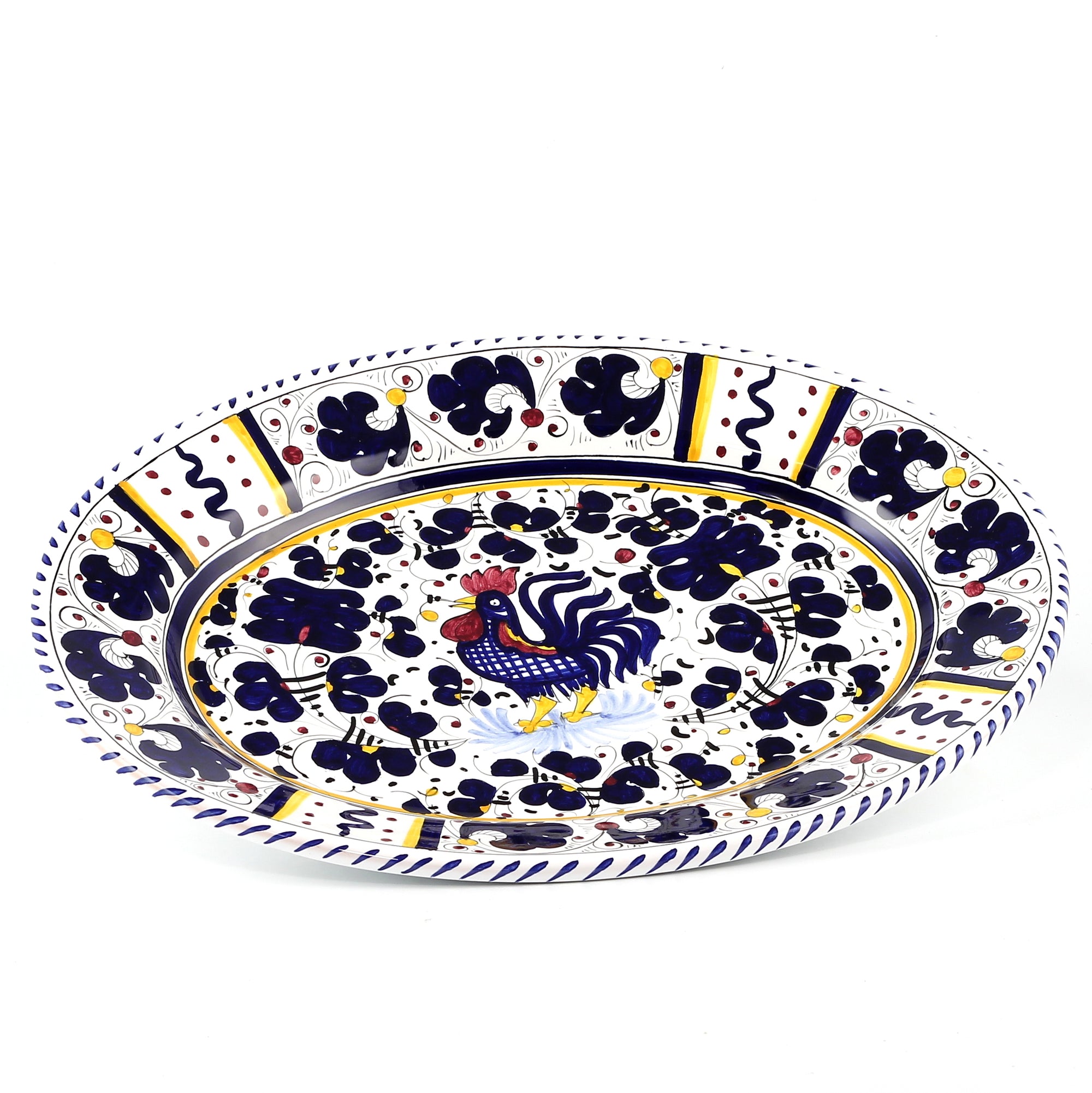 ORVIETO BLUE ROOSTER: Large Oval Platter - tops-selection.shop
