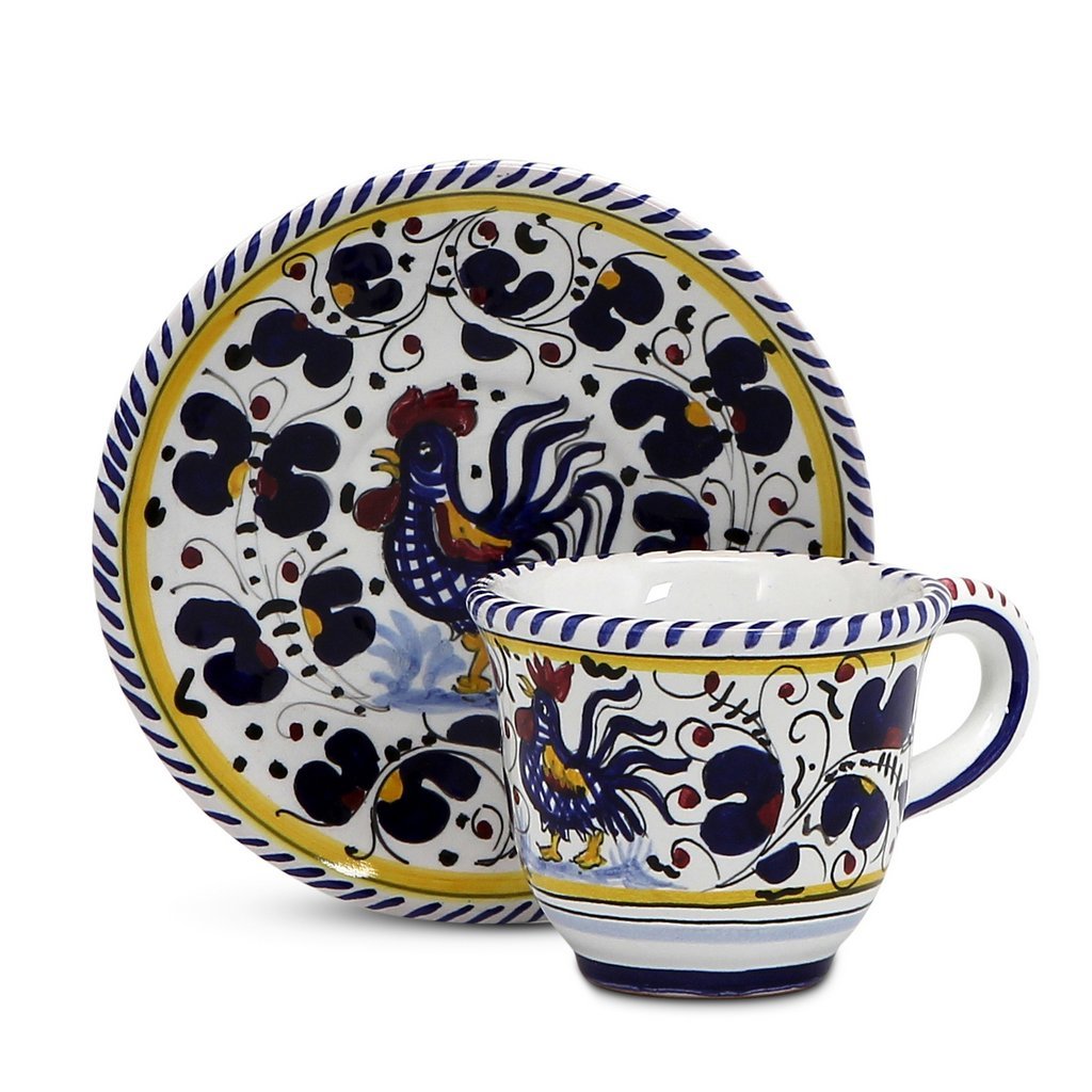 ORVIETO BLUE ROOSTER: Espresso cup and Saucer - tops-selection.shop