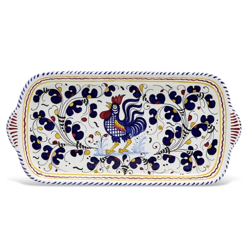 ORVIETO BLUE ROOSTER: Rectangular Tray - tops-selection.shop