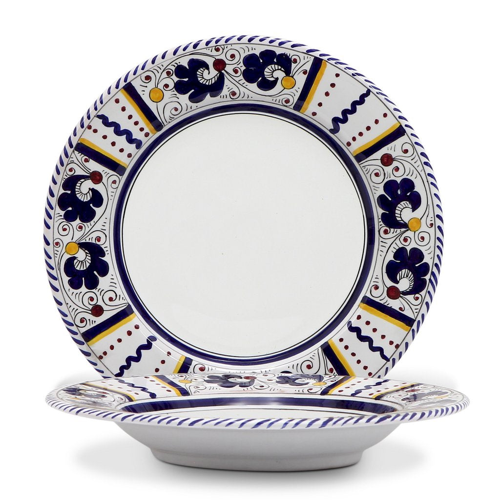 ORVIETO BLUE ROOSTER: 4 Pieces Place Setting - White center - tops-selection.shop