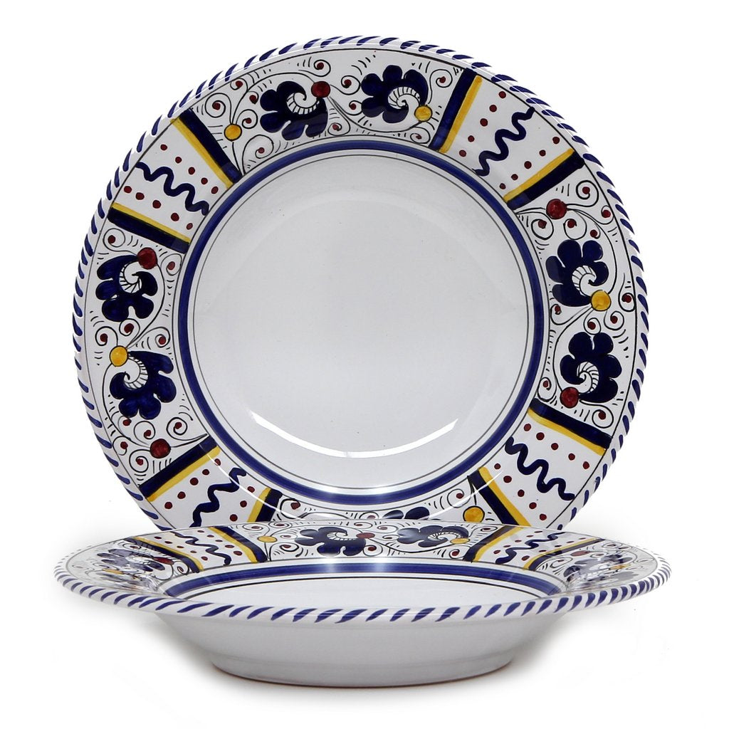 ORVIETO BLUE ROOSTER: Rim Pasta Soup Bowl (White Center) - tops-selection.shop
