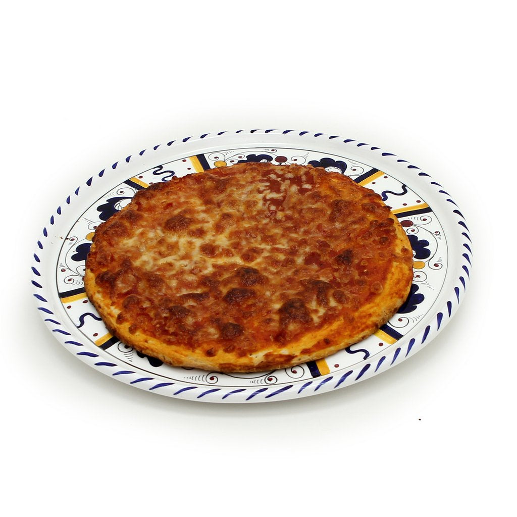 ORVIETO BLUE ROOSTER: Deruta Pizza Plate - Cake or Cheese Platter. [R] - tops-selection.shop