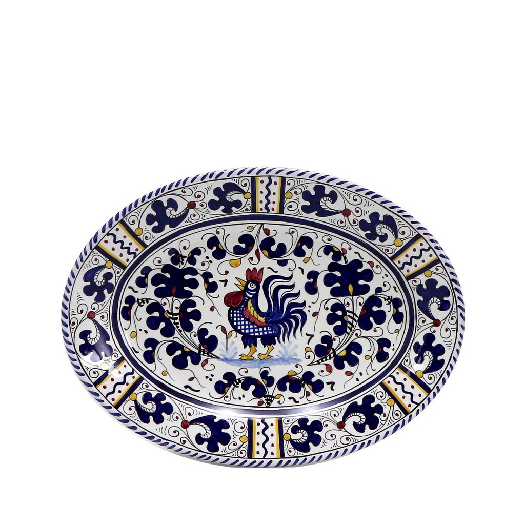 ORVIETO BLUE ROOSTER: Oval Plate - tops-selection.shop