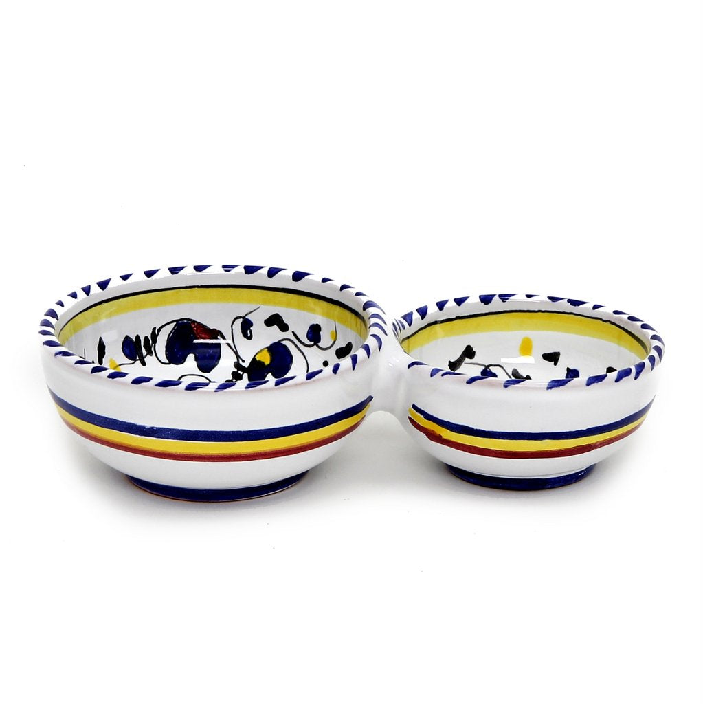 ORVIETO BLUE ROOSTER: Olive Dish Bowl - Relish, Condiments, Olive and Nuts divided bowl [R] - tops-selection.shop