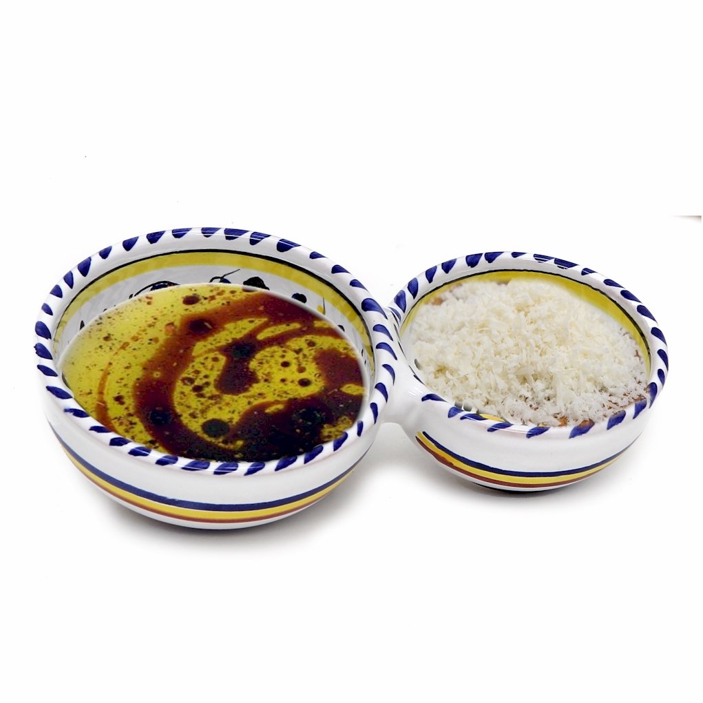 ORVIETO BLUE ROOSTER: Olive Dish Bowl - Relish, Condiments, Olive and Nuts divided bowl [R] - tops-selection.shop