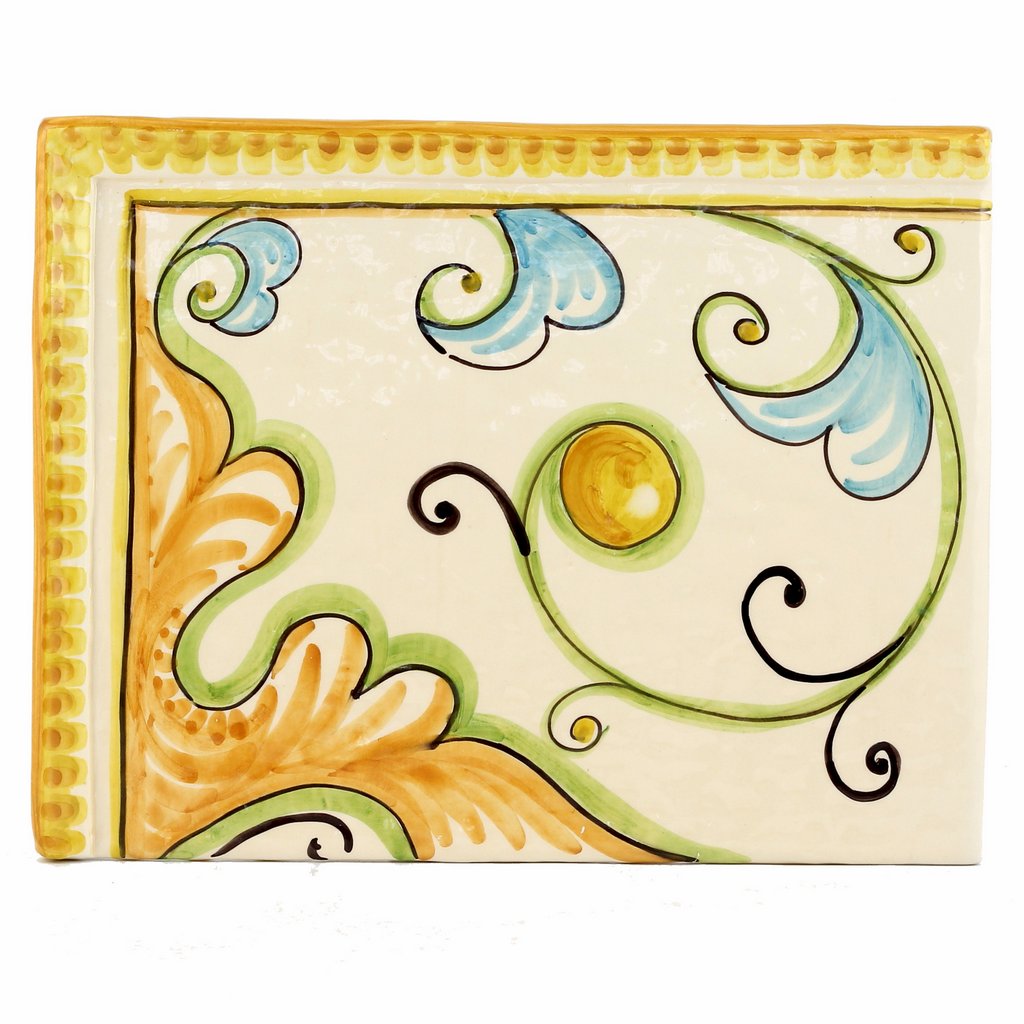 BACKSPLASH/MURAL: Modular Hand Painted ~ Gubbio Floral Vario Design (4 Tiles) - tops-selection.shop