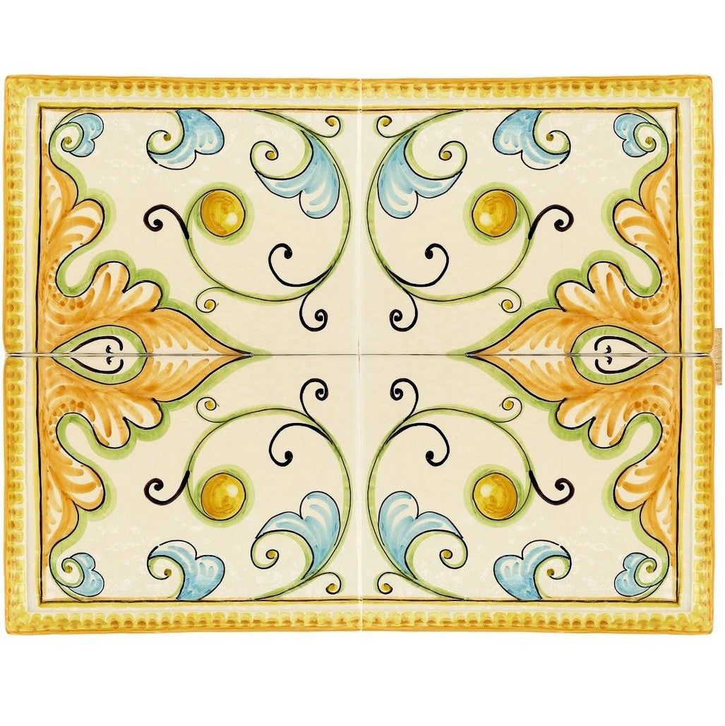BACKSPLASH/MURAL: Modular Hand Painted ~ Gubbio Floral Vario Design (4 Tiles) - tops-selection.shop