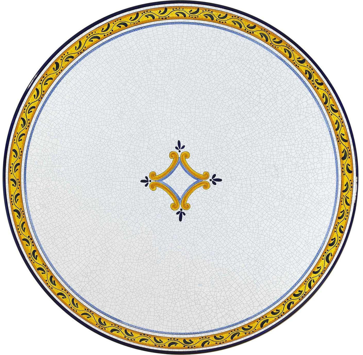 CERAMIC STONE TABLE + IRON BASE: BALTIMORA Design - Hand Painted in Deruta, Italy. - tops-selection.shop