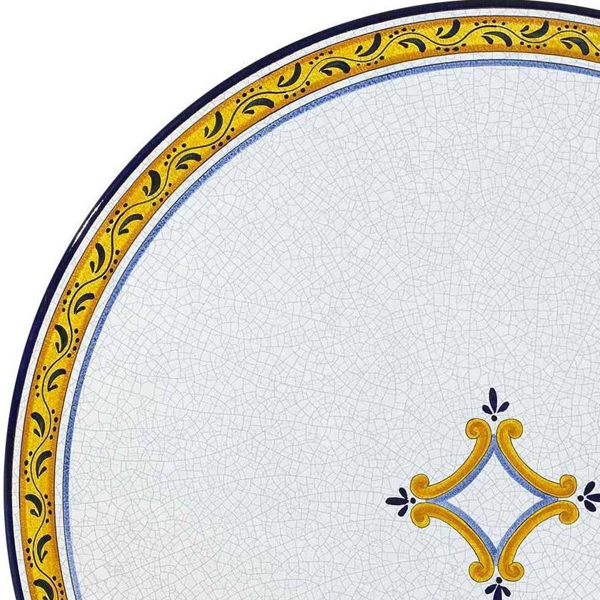 CERAMIC STONE TABLE + IRON BASE: BALTIMORA Design - Hand Painted in Deruta, Italy. - tops-selection.shop