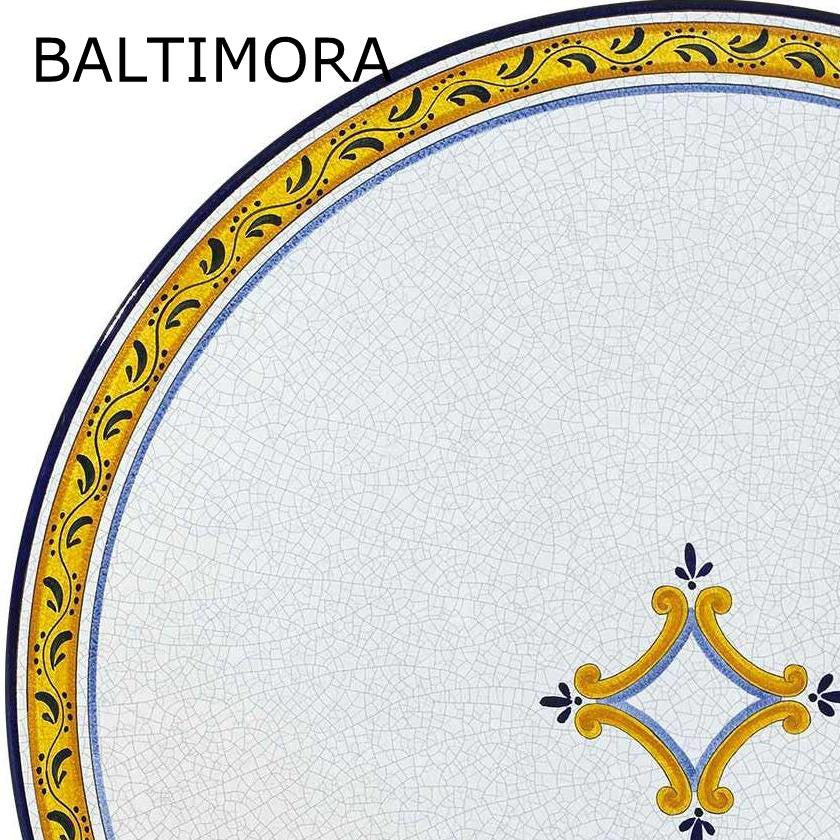 CAFE-BISTRO ROUND TABLE: Ceramic-Stone top on iron base (24" Diam. x 30" High.) in Deruta, Italy. - tops-selection.shop