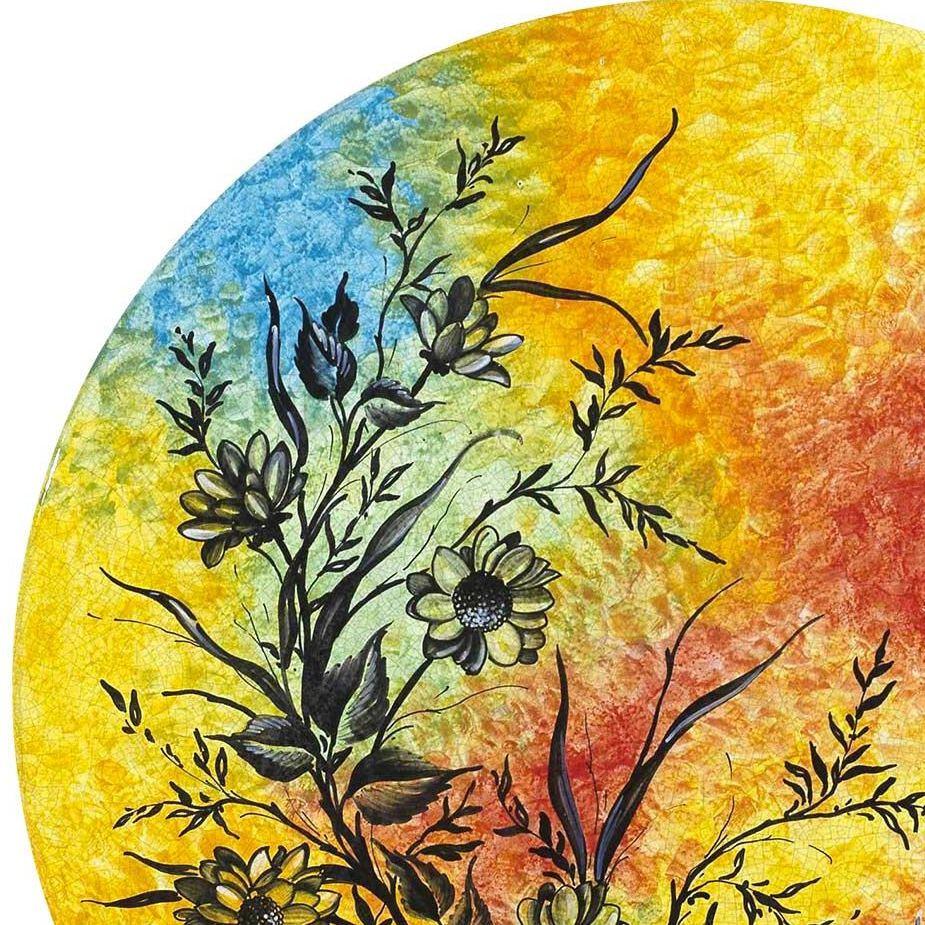 CERAMIC STONE TABLE + IRON BASE: BRATISLAVIA Design - Hand Painted in Deruta, Italy. - tops-selection.shop