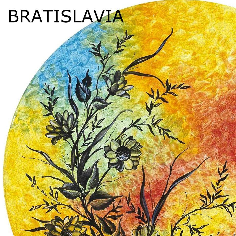 CAFE-BISTRO SQUARE TABLE: Ceramic-Stone top on iron base (24"x24" x 30" High.) in Deruta, Italy. - tops-selection.shop