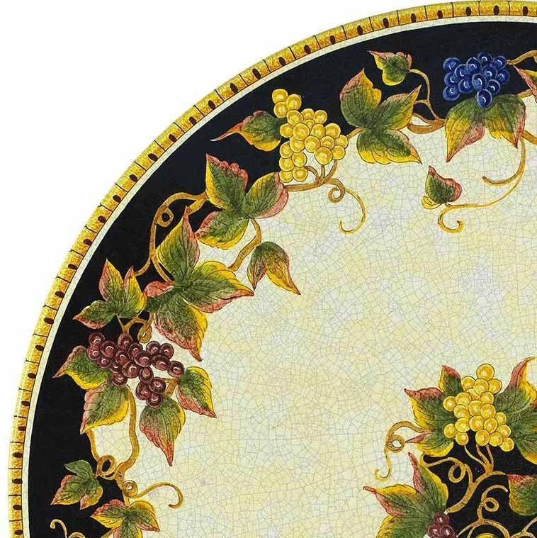 CERAMIC STONE TABLE + IRON BASE: BRINDISI Design^ - Hand Painted in Deruta, Italy. - tops-selection.shop