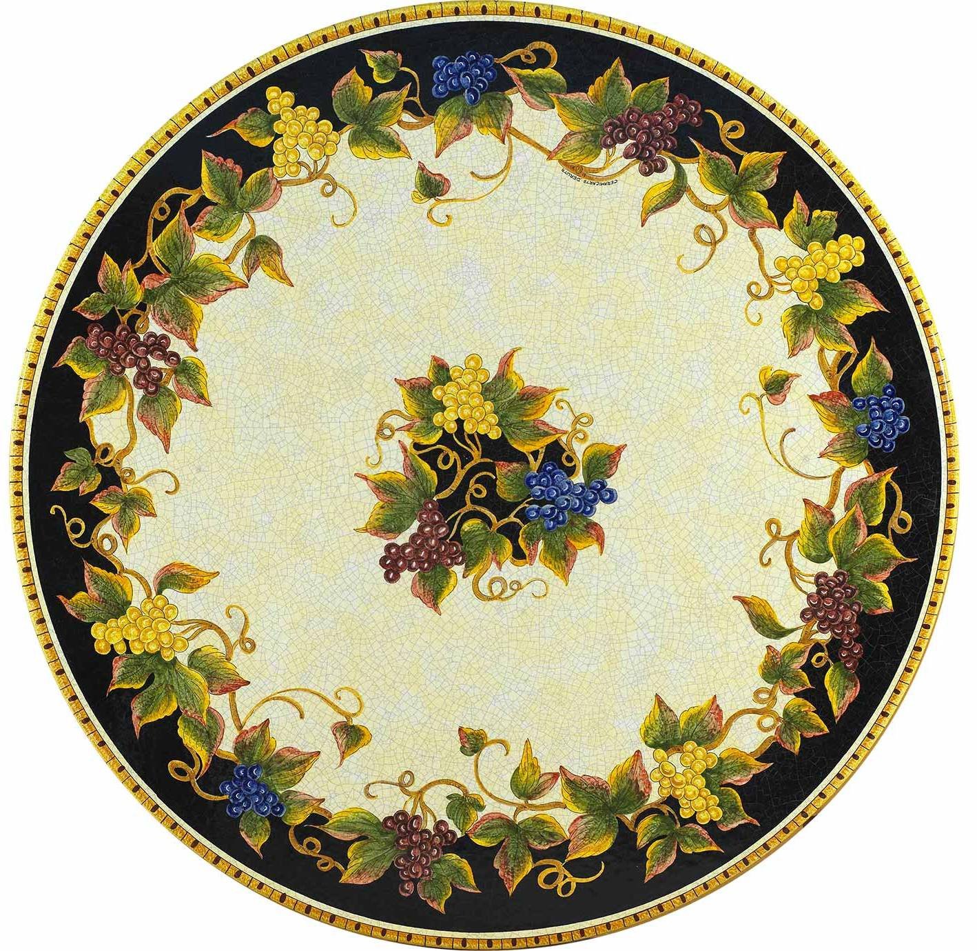 CERAMIC STONE TABLE + IRON BASE: BRINDISI Design^ - Hand Painted in Deruta, Italy. - tops-selection.shop