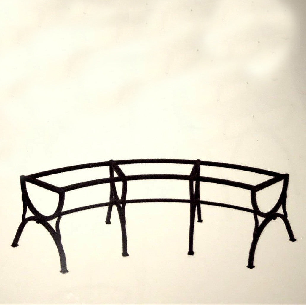 WROUGHT IRON BENCH WITH CERAMIC TOP: Large Curved model design (Seats Two) in Deruta, Italy. - tops-selection.shop