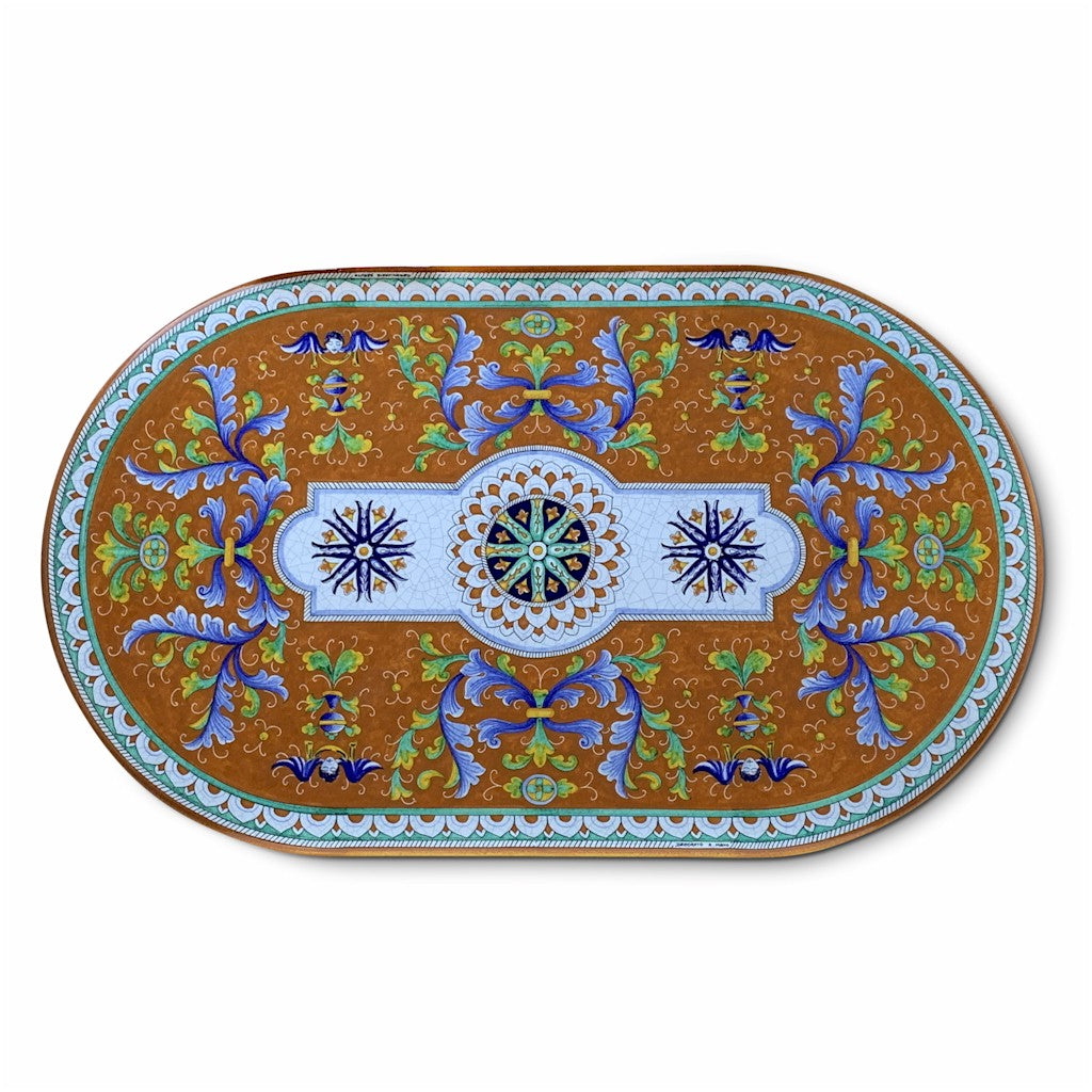 CERAMIC STONE TABLE+ IRON BASE: ANGIOLETTI Design^ in Deruta, Italy. - tops-selection.shop