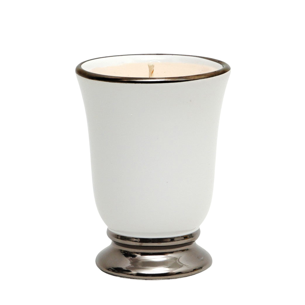 DERUTA PLATINO: Deluxe Precious Bell Cup Candle with Pure Platinum Rim - tops-selection.shop