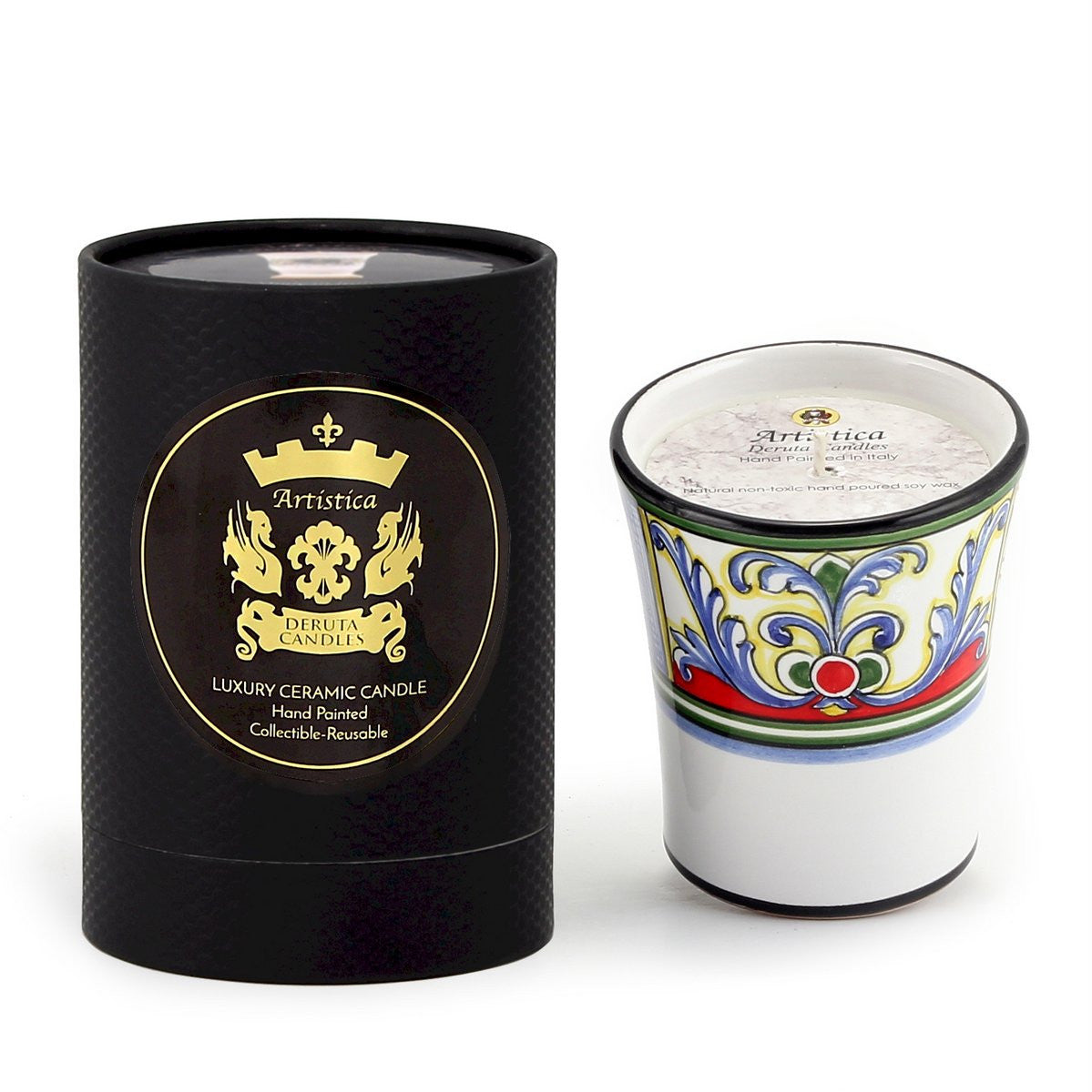 DERUTA CANDLES: Contempo Cup Candle ~ Deruta Yasmine Design - tops-selection.shop