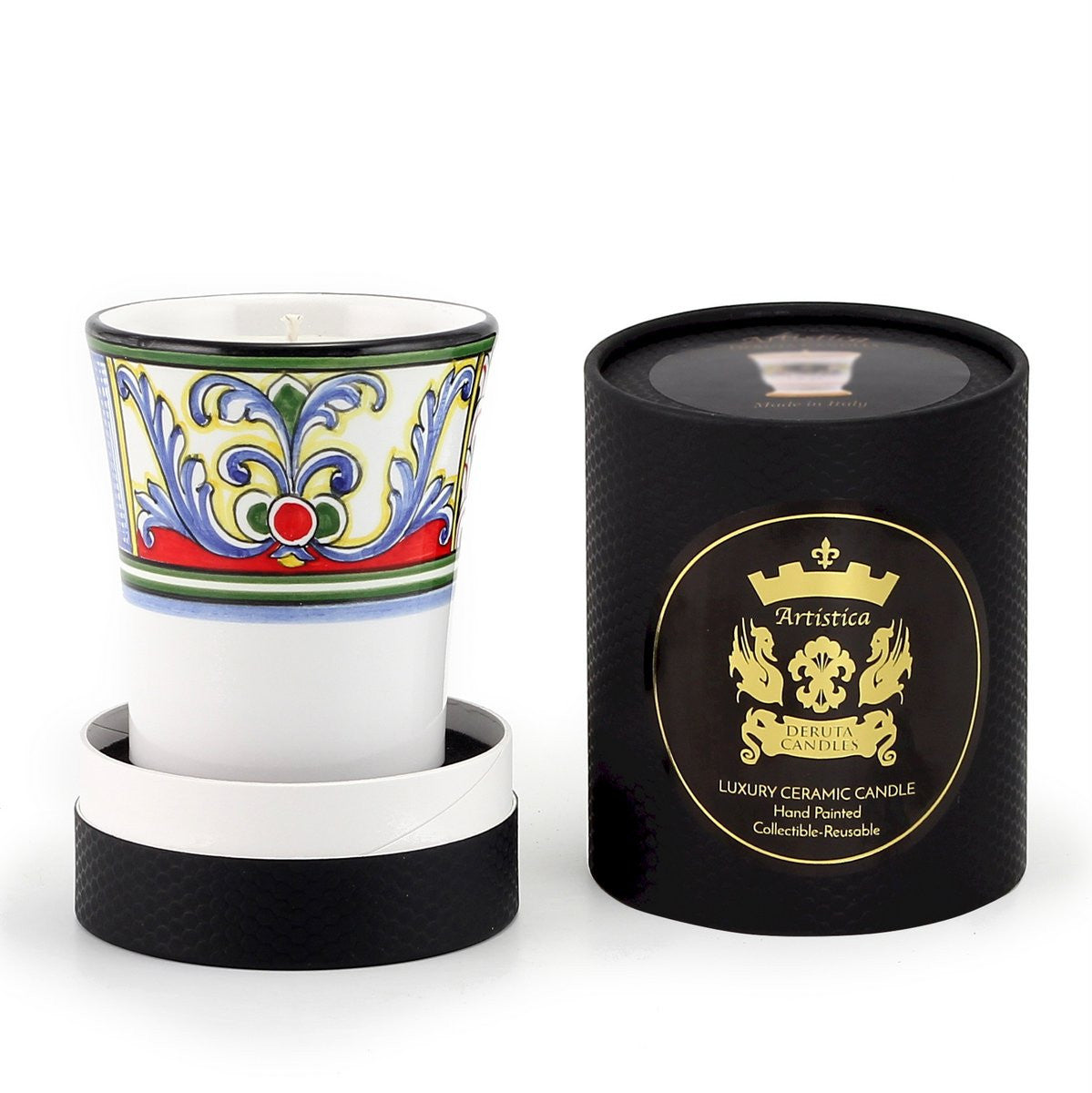 DERUTA CANDLES: Contempo Cup Candle ~ Deruta Yasmine Design - tops-selection.shop