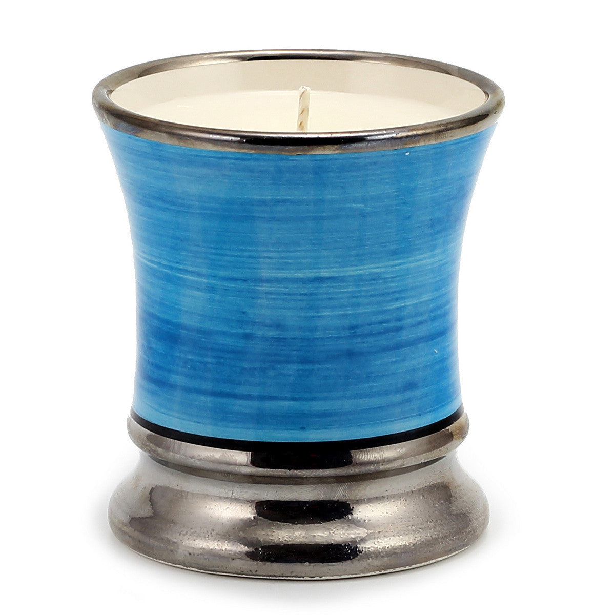 HOLIDAYS DERUTA CANDLES: Garden MINT Scented Candle - Deluxe Precious Cup Coloris Celeste Design with Pure Platinum Rim (10 Oz) - tops-selection.shop