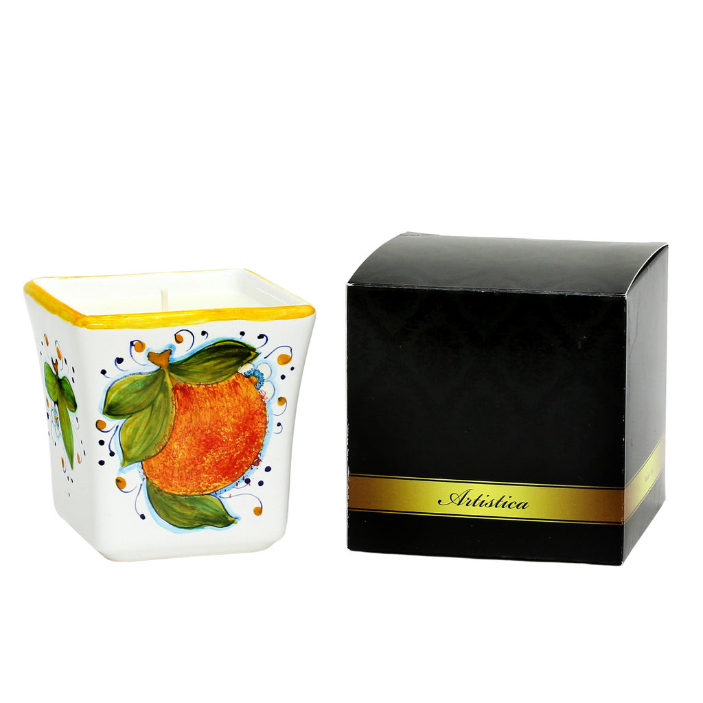 DERUTA CANDLES: Square Flared Candle Sicilian Orange Design [R] - tops-selection.shop