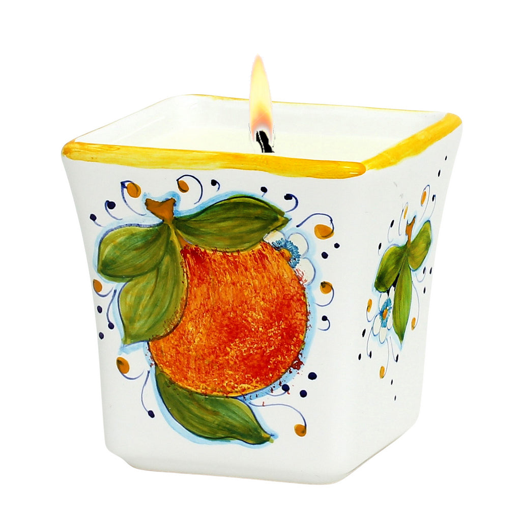 DERUTA CANDLES: Square Flared Candle Sicilian Orange Design [R] - tops-selection.shop