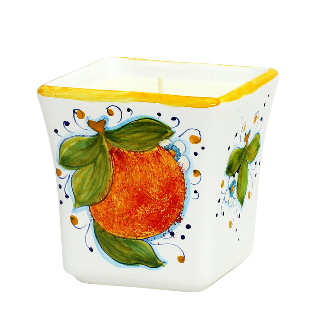 DERUTA CANDLES: Square Flared Candle Sicilian Orange Design [R] - tops-selection.shop