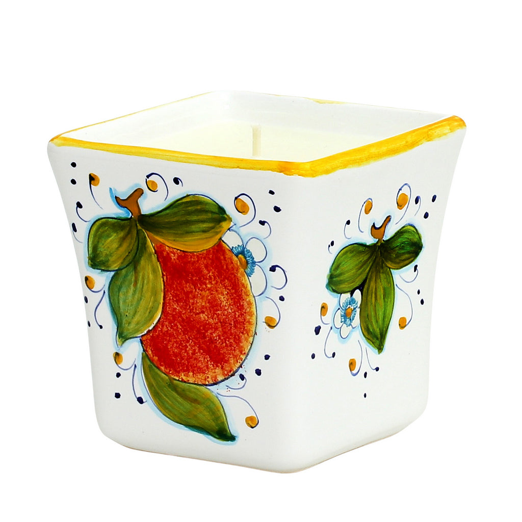 DERUTA CANDLES: Square Flared Candle Sicilian Orange Design [R] - tops-selection.shop