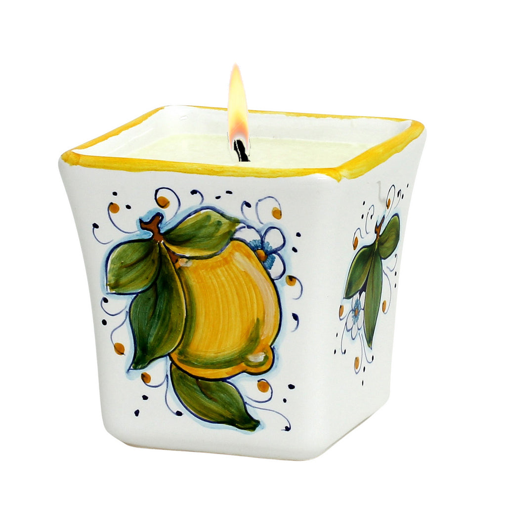DERUTA CANDLES: Square Flared Candle Positano Limoni Design - tops-selection.shop