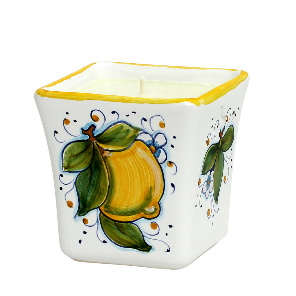DERUTA CANDLES: Square Flared Candle Positano Limoni Design - tops-selection.shop