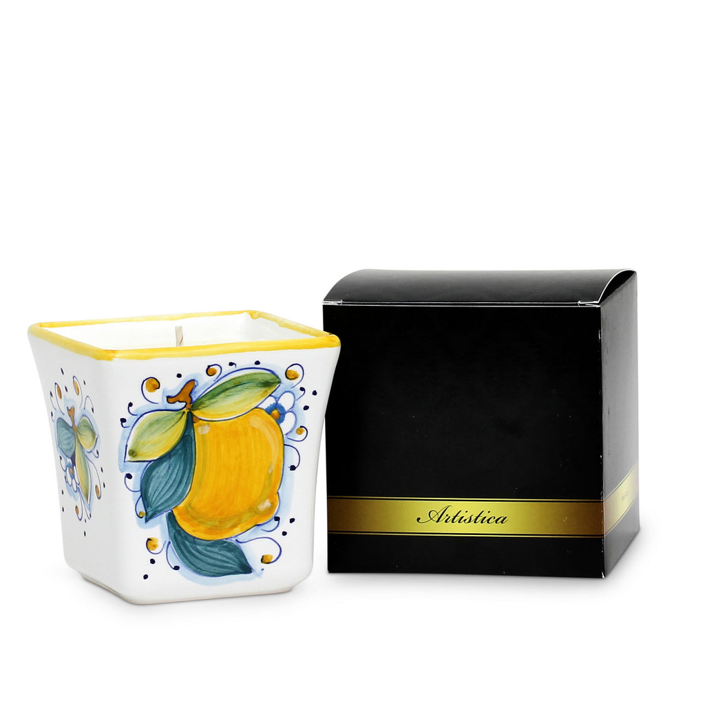 DERUTA CANDLES: Square Flared Candle Positano Limoni Design - tops-selection.shop