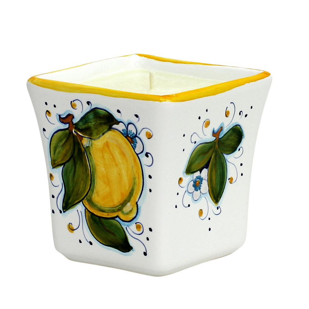 DERUTA CANDLES: Square Flared Candle Positano Limoni Design - tops-selection.shop