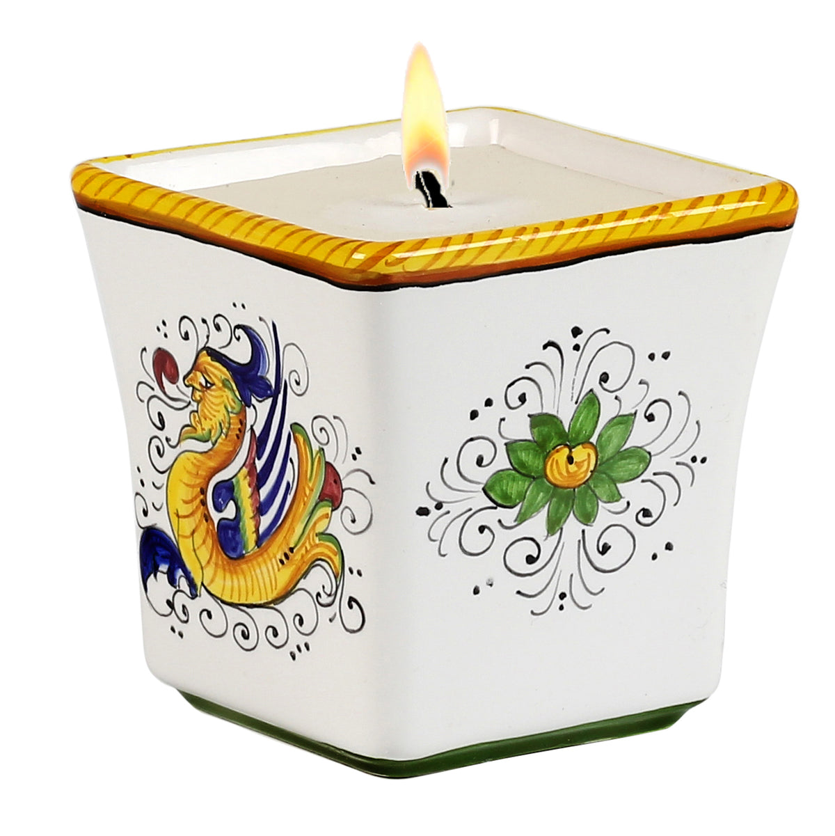 DERUTA CANDLES: Square Flared Candle Raffaellesco Design - tops-selection.shop