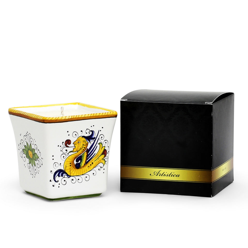 DERUTA CANDLES: Square Flared Candle Raffaellesco Design - tops-selection.shop